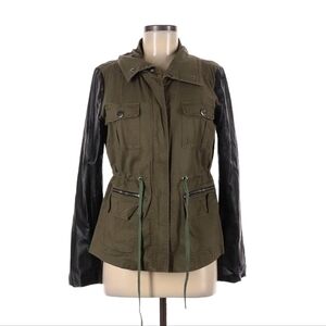 Rhyme and Echo Cotton and Faux Leather Jacket Size Medium